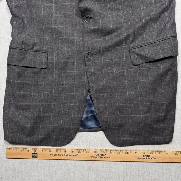 Vintage Trussini Blazer Checked Wool Gray Classic Fit Two Button Size 41 - Picture 8 of 11
